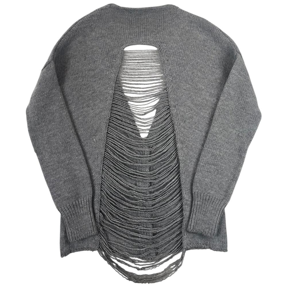 Haute Hippie Nude Merino Wool Distressed Back Cardigan Gray Boho Luxury - XS/S
